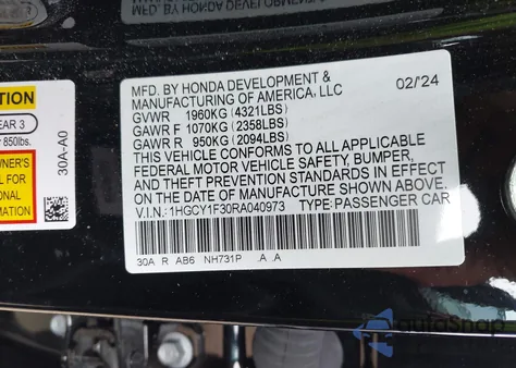 2024 Honda Accord Ex from USA, damaged, VIN 1HGCY1F30RA040973